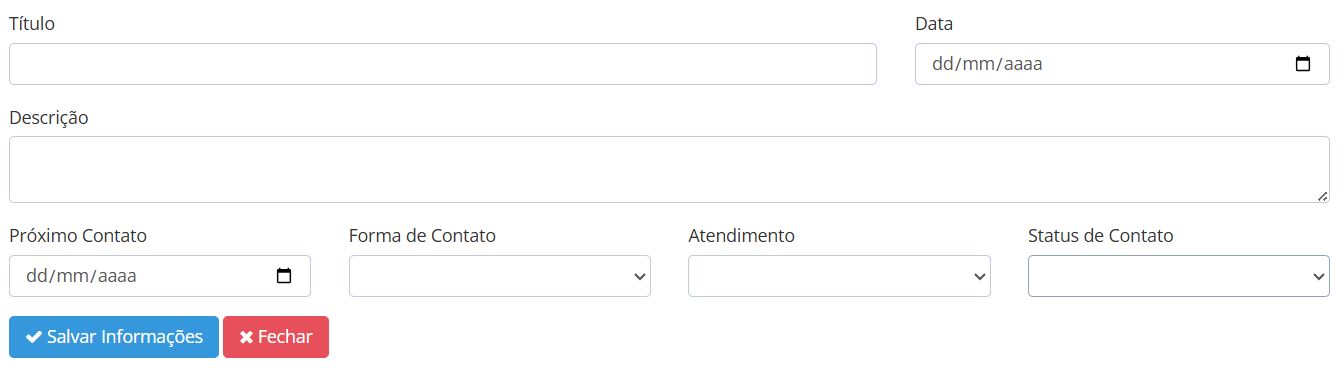 Formulário de Registro de Contato